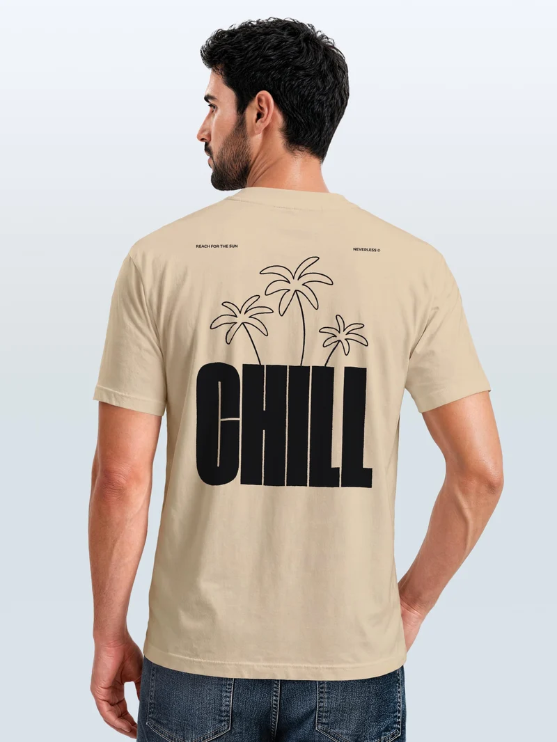 Herren T-Shirt Backprint - Palmen Design Chill - Baumwollshirt Männer Fashion Streetstyle Slim Fit