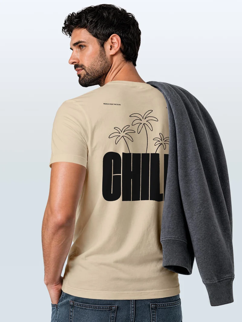 Herren T-Shirt Backprint - Palmen Design Chill - Baumwollshirt Männer Fashion Streetstyle Slim Fit