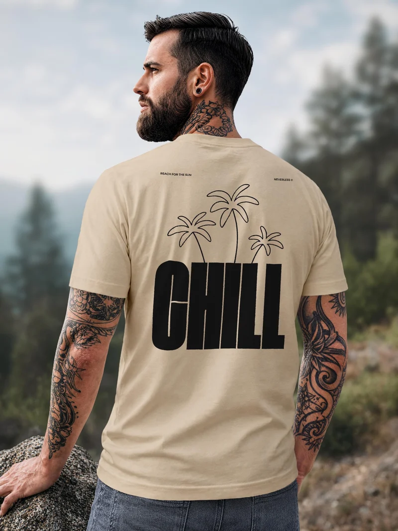 Herren T-Shirt Backprint - Palmen Design Chill - Baumwollshirt Männer Fashion Streetstyle Slim Fit