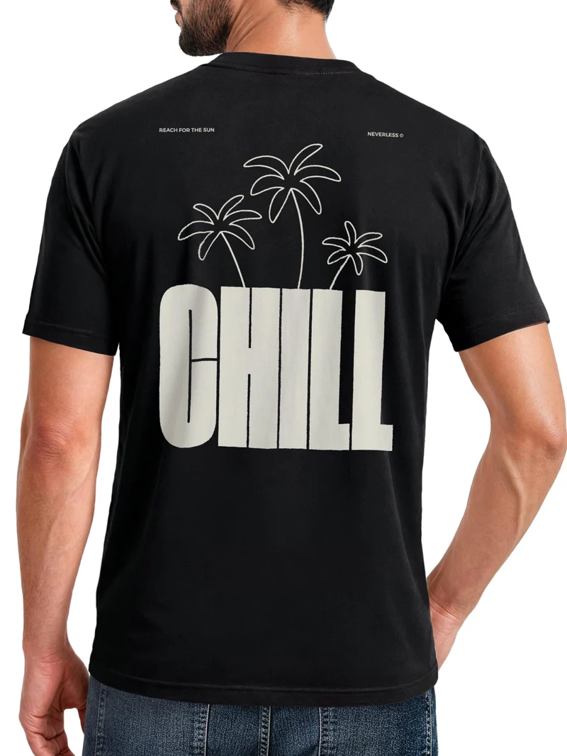 Herren T-Shirt Backprint - Palmen Design Chill - Baumwollshirt Männer Fashion Streetstyle Slim Fit