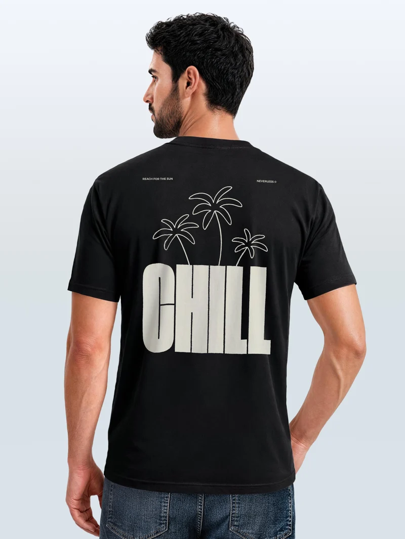 Herren T-Shirt Backprint - Palmen Design Chill - Baumwollshirt Männer Fashion Streetstyle Slim Fit