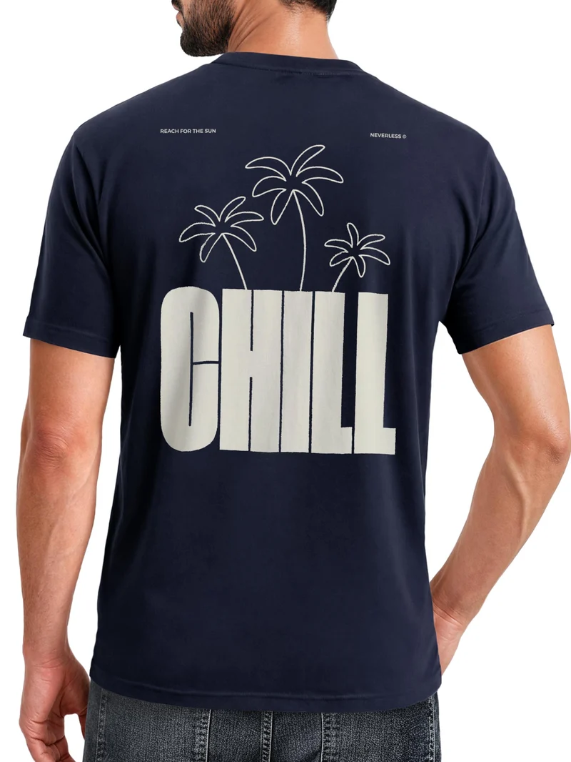 Herren T-Shirt Backprint - Palmen Design Chill - Baumwollshirt Männer Fashion Streetstyle Slim Fit