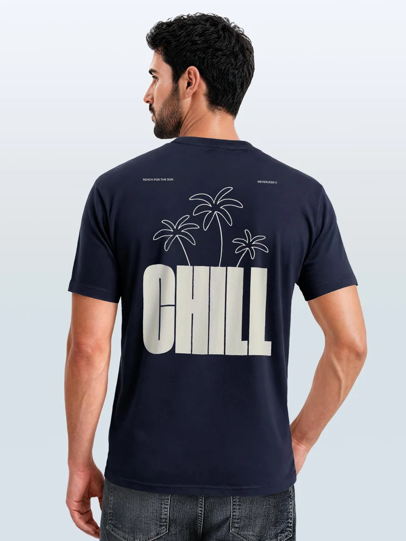 Herren T-Shirt Backprint - Palmen Design Chill - Baumwollshirt Männer Fashion Streetstyle Slim Fit