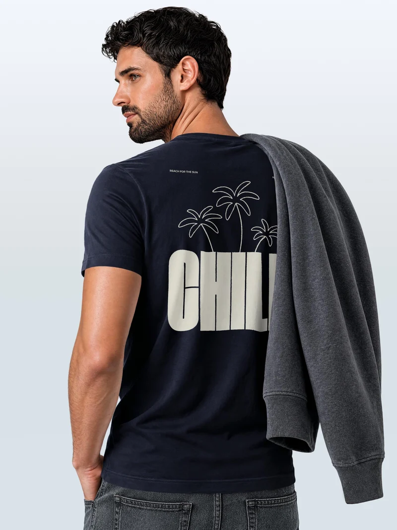 Herren T-Shirt Backprint - Palmen Design Chill - Baumwollshirt Männer Fashion Streetstyle Slim Fit