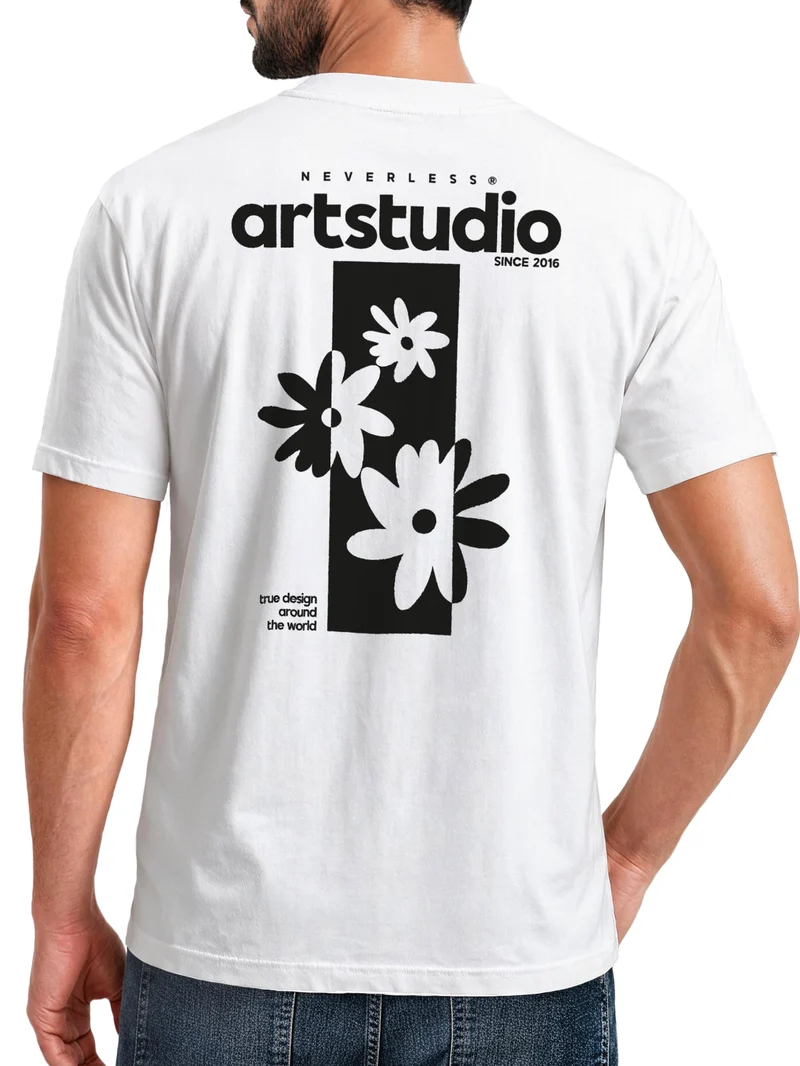 Herren T-Shirt Backprint - Design Artstudio Flowers - Baumwollshirt Männer Fashion Streetstyle Slim Fit