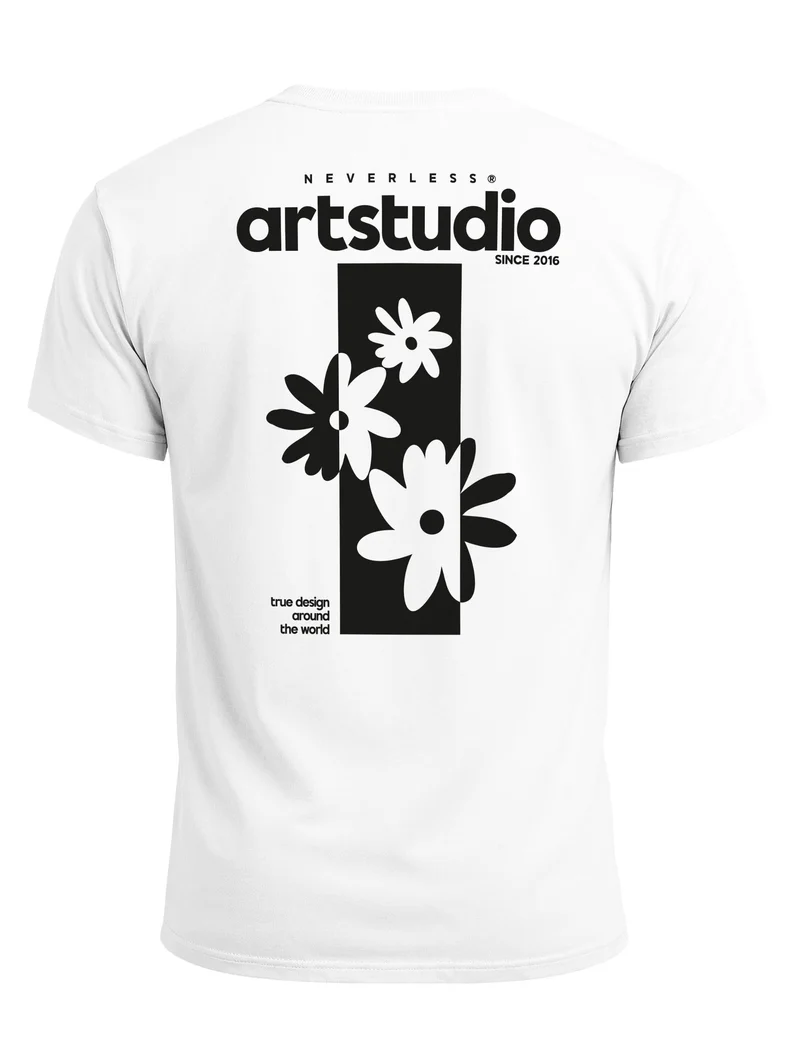 Herren T-Shirt Backprint - Design Artstudio Flowers - Baumwollshirt Männer Fashion Streetstyle Slim Fit