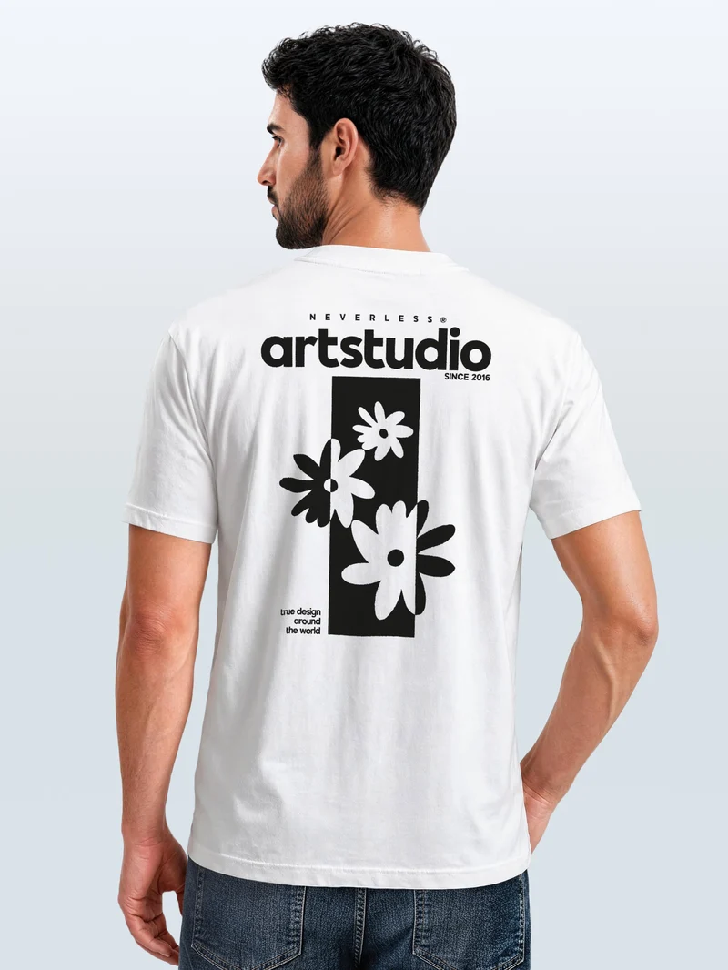 Herren T-Shirt Backprint - Design Artstudio Flowers - Baumwollshirt Männer Fashion Streetstyle Slim Fit