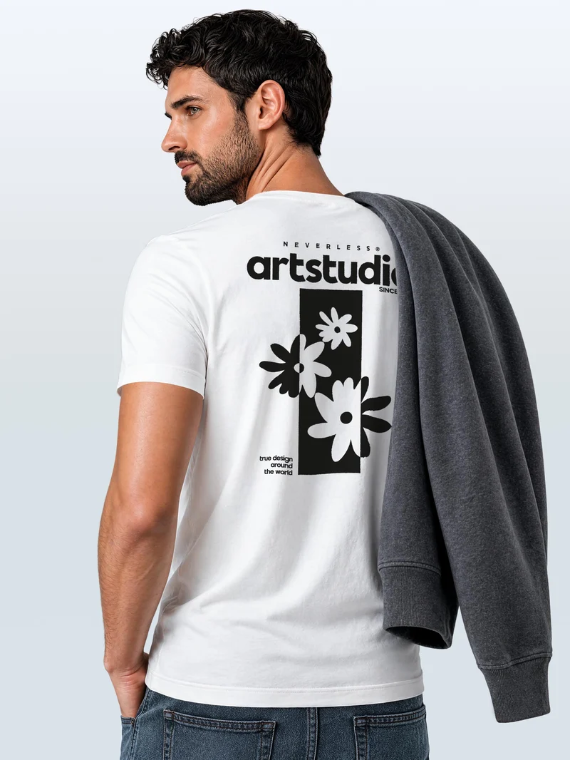 Herren T-Shirt Backprint - Design Artstudio Flowers - Baumwollshirt Männer Fashion Streetstyle Slim Fit
