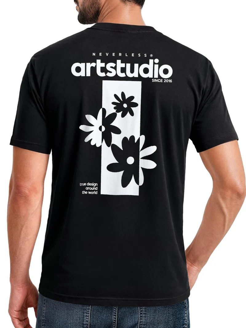 Herren T-Shirt Backprint - Design Artstudio Flowers - Baumwollshirt Männer Fashion Streetstyle Slim Fit