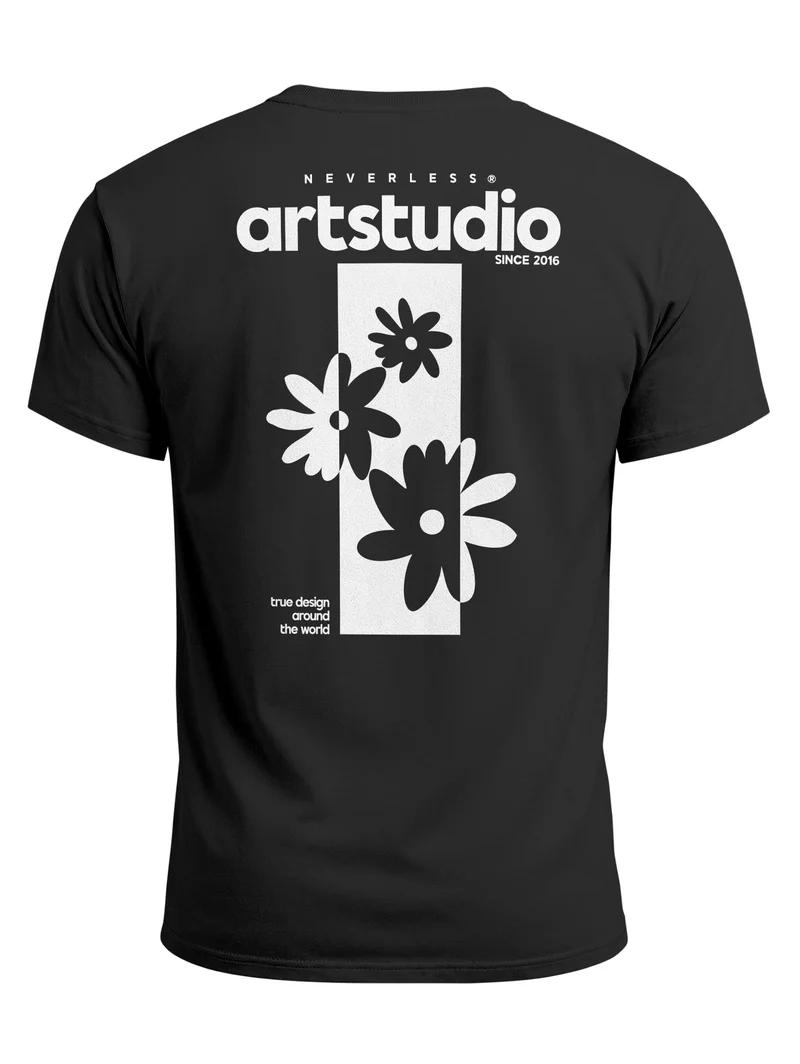 Herren T-Shirt Backprint - Design Artstudio Flowers - Baumwollshirt Männer Fashion Streetstyle Slim Fit