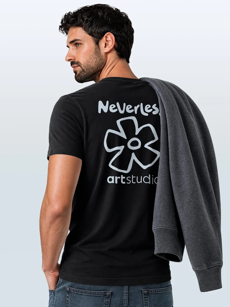 Herren T-Shirt Backprint - Minimal Blossom - Baumwollshirt Männer Fashion Streetstyle Slim Fit