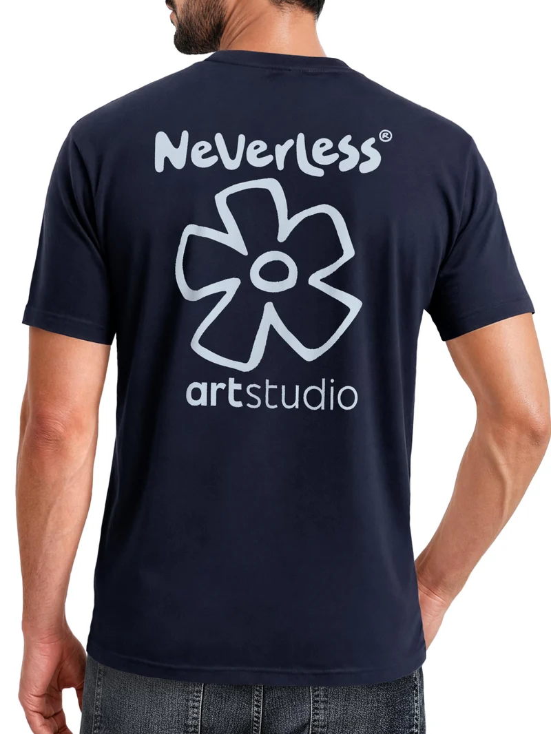 Herren T-Shirt Backprint - Minimal Blossom - Baumwollshirt Männer Fashion Streetstyle Slim Fit