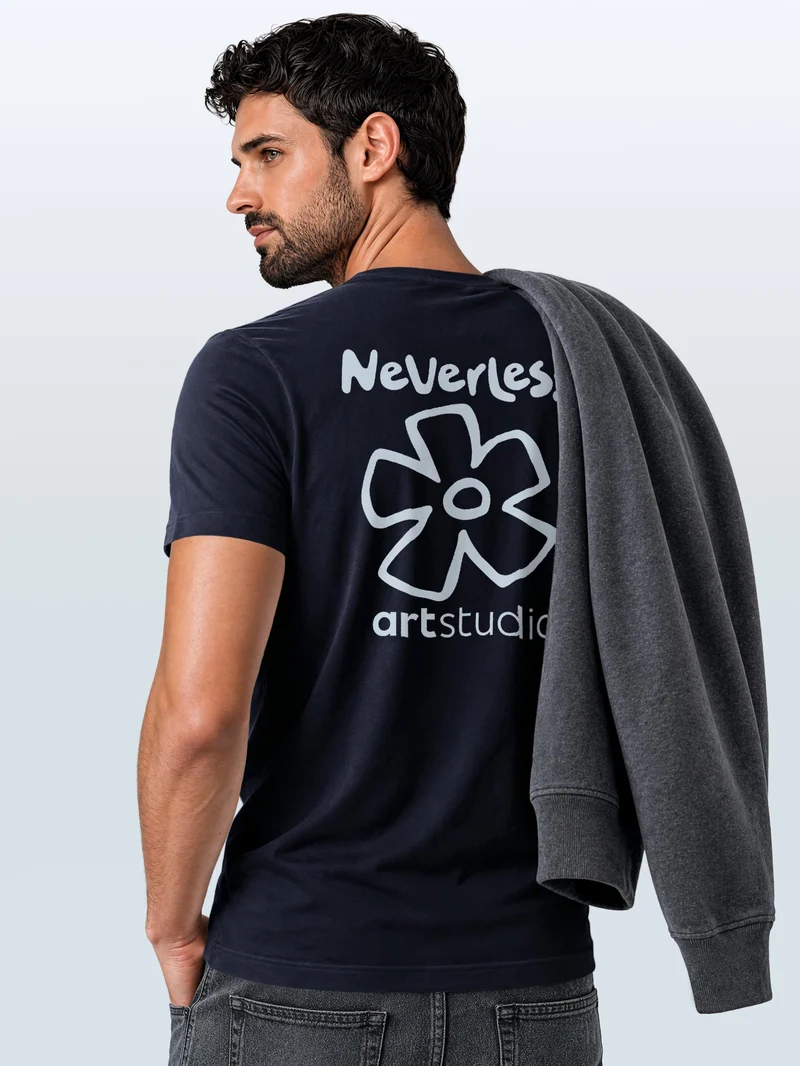 Herren T-Shirt Backprint - Minimal Blossom - Baumwollshirt Männer Fashion Streetstyle Slim Fit