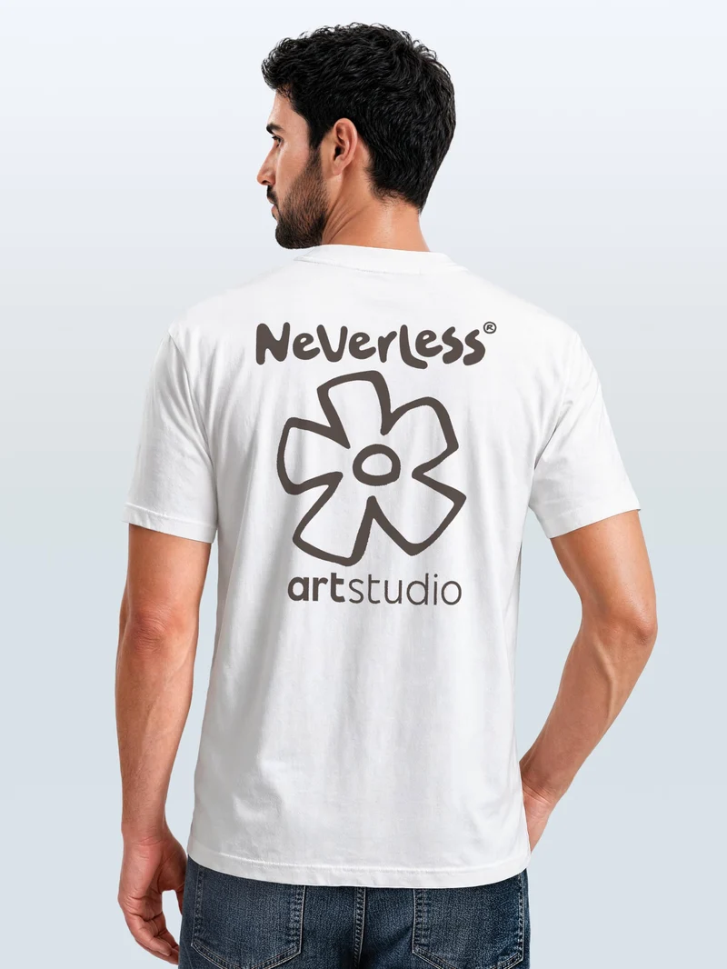 Herren T-Shirt Backprint - Minimal Blossom - Baumwollshirt Männer Fashion Streetstyle Slim Fit