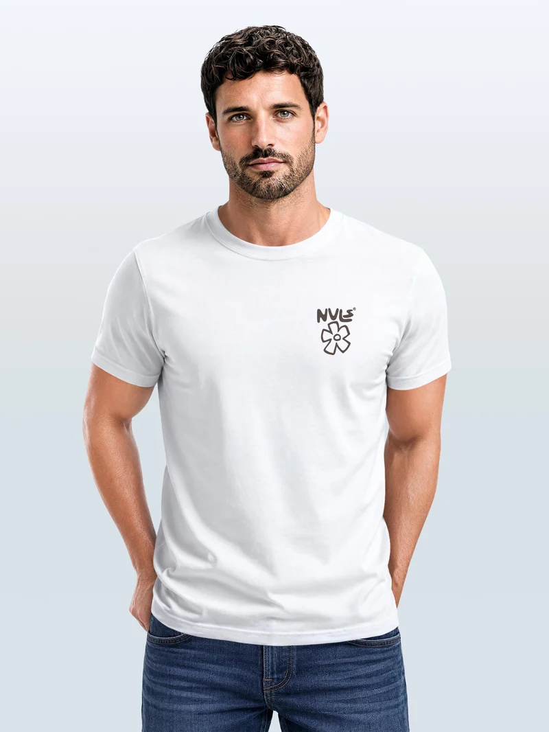 Herren T-Shirt Backprint - Minimal Blossom - Baumwollshirt Männer Fashion Streetstyle Slim Fit