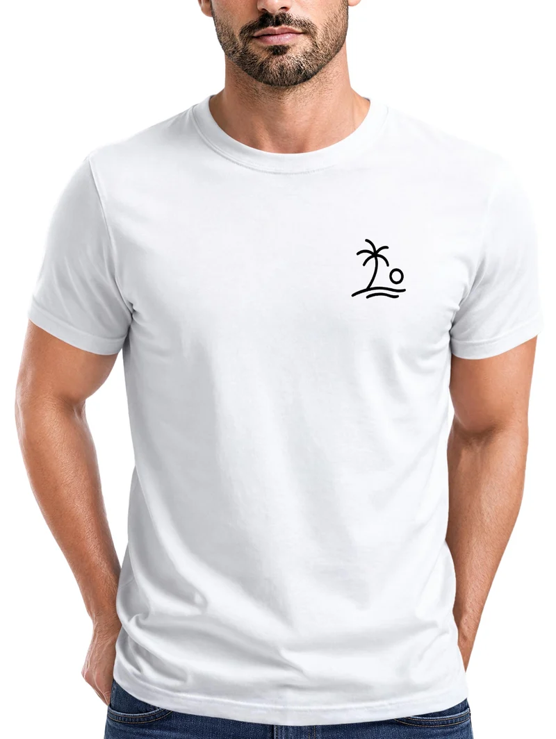 Herren T-Shirt Frontprint - Design Palm Logo - Baumwollshirt Männer Fashion Streetstyle Slim Fit