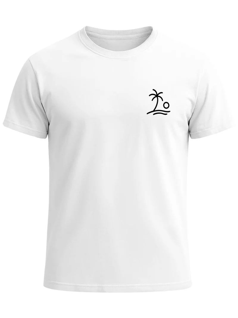 Herren T-Shirt Frontprint - Design Palm Logo - Baumwollshirt Männer Fashion Streetstyle Slim Fit