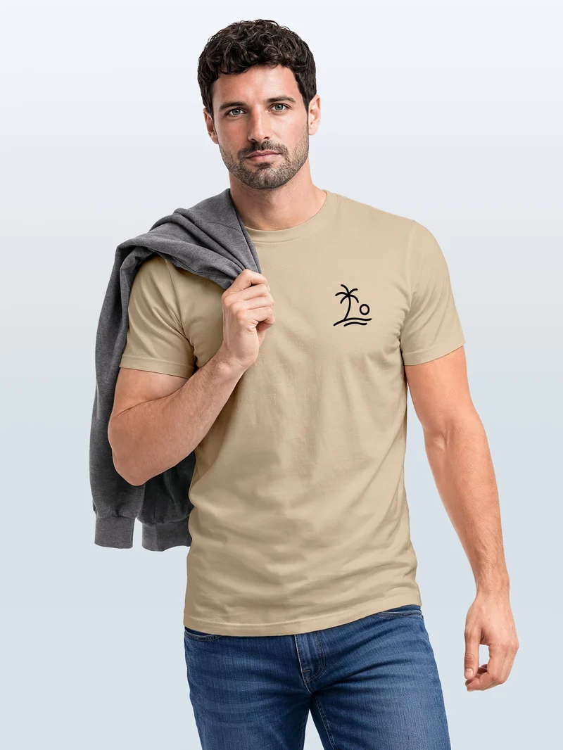Herren T-Shirt Frontprint - Design Palm Logo - Baumwollshirt Männer Fashion Streetstyle Slim Fit
