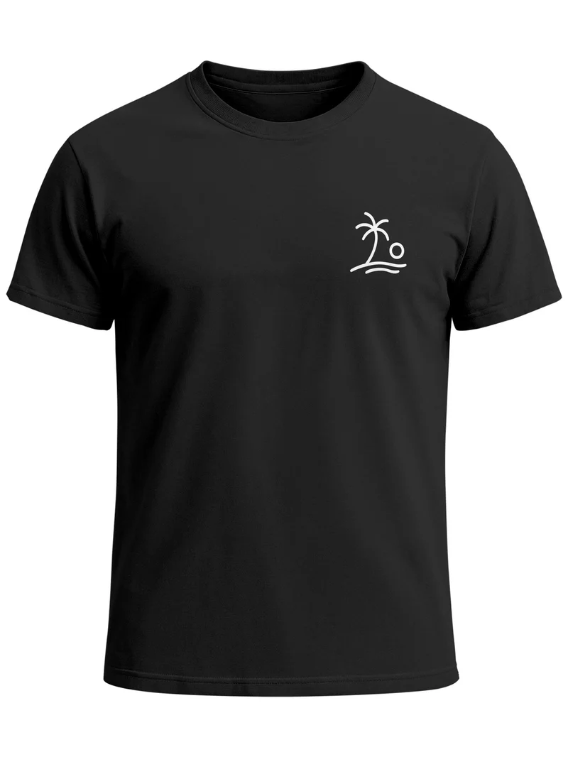 Herren T-Shirt Frontprint - Design Palm Logo - Baumwollshirt Männer Fashion Streetstyle Slim Fit