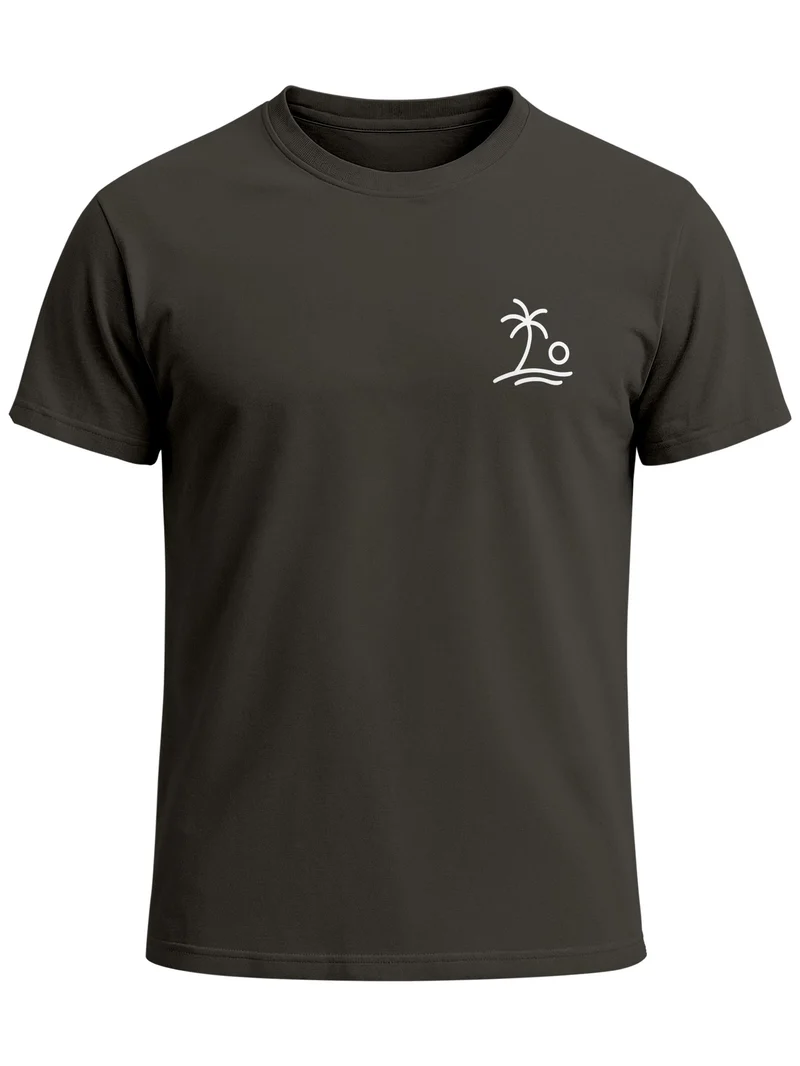 Herren T-Shirt Frontprint - Design Palm Logo - Baumwollshirt Männer Fashion Streetstyle Slim Fit