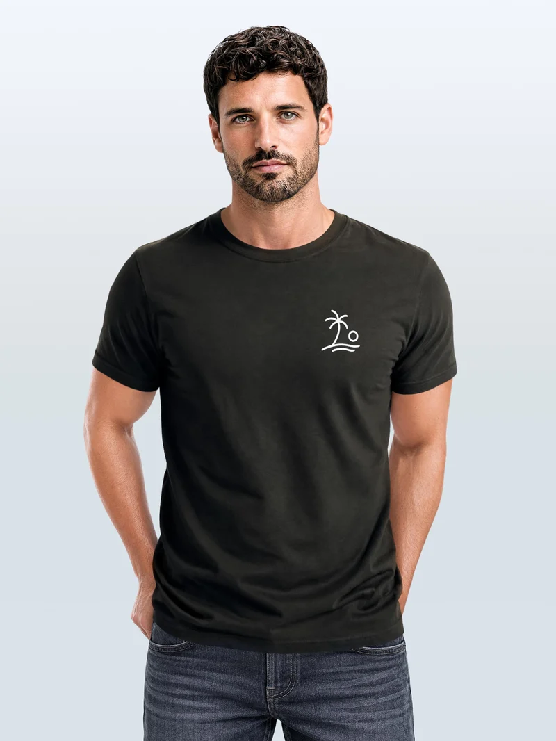 Herren T-Shirt Frontprint - Design Palm Logo - Baumwollshirt Männer Fashion Streetstyle Slim Fit
