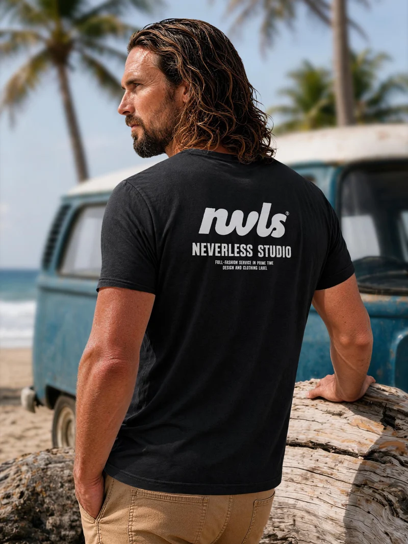 Herren T-Shirt Backprint - Design NVLS Studio - Baumwollshirt Männer Fashion Streetstyle Slim Fit