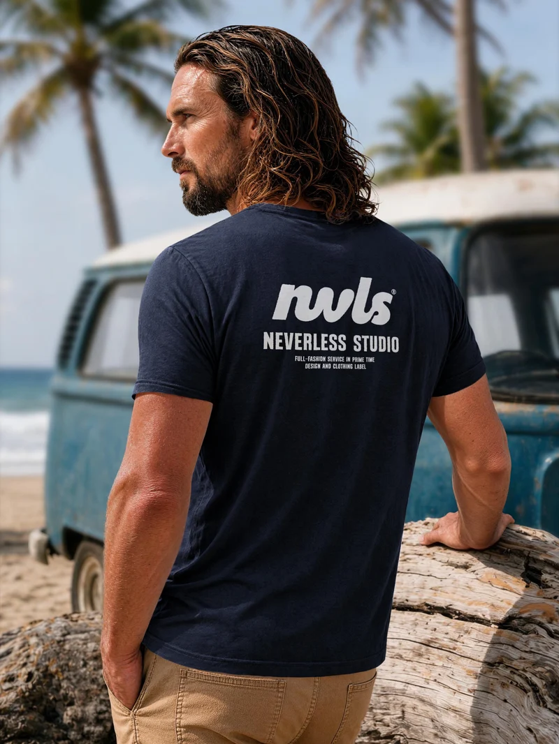 Herren T-Shirt Backprint - Design NVLS Studio - Baumwollshirt Männer Fashion Streetstyle Slim Fit