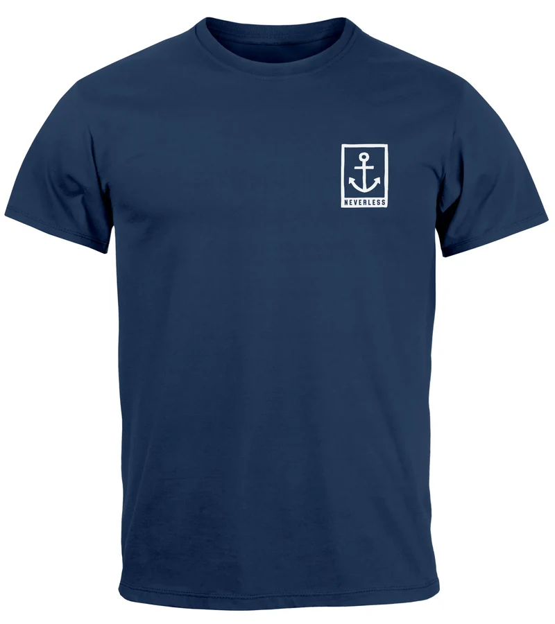 Herren T-Shirt Anker Motiv Brust Batch Logo Fashion Streetstyle