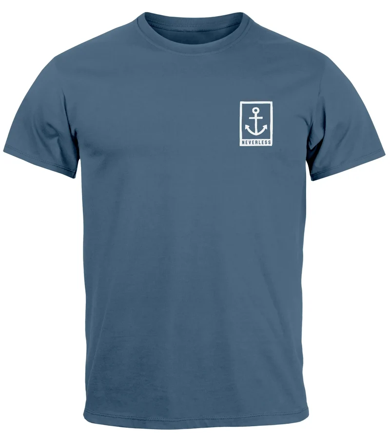 Herren T-Shirt Anker Motiv Brust Batch Logo Fashion Streetstyle