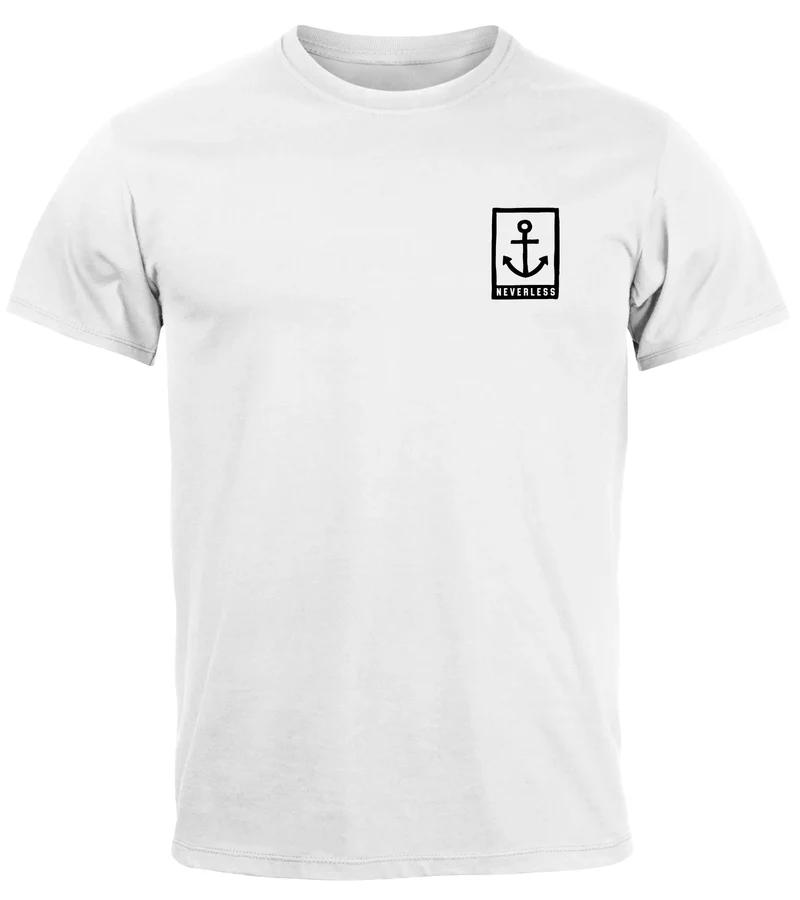 Herren T-Shirt Anker Motiv Brust Batch Logo Fashion Streetstyle