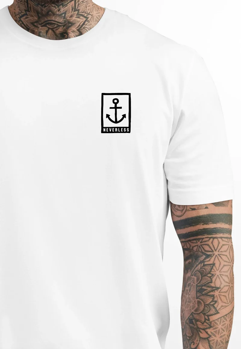 Herren T-Shirt Anker Motiv Brust Batch Logo Fashion Streetstyle
