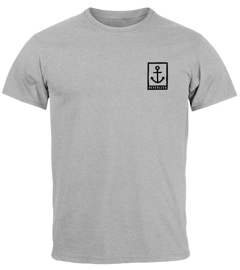Herren T-Shirt Anker Motiv Brust Batch Logo Fashion Streetstyle
