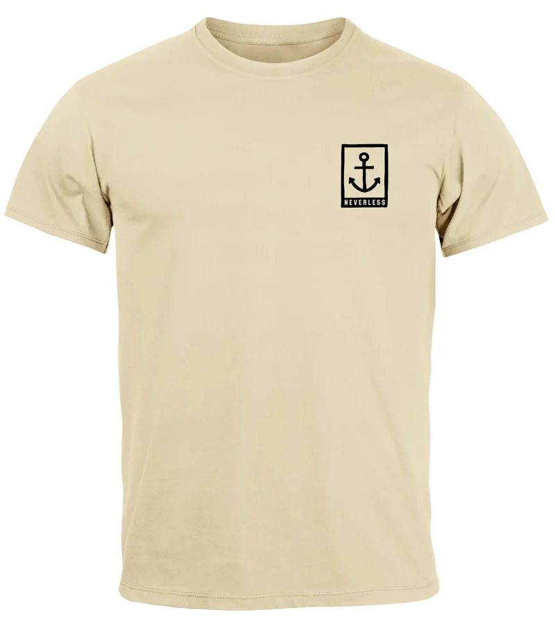 Herren T-Shirt Anker Motiv Brust Batch Logo Fashion Streetstyle