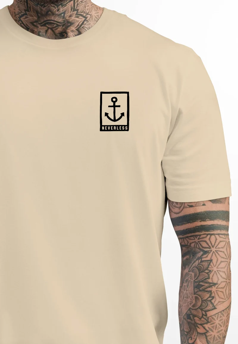 Herren T-Shirt Anker Motiv Brust Batch Logo Fashion Streetstyle