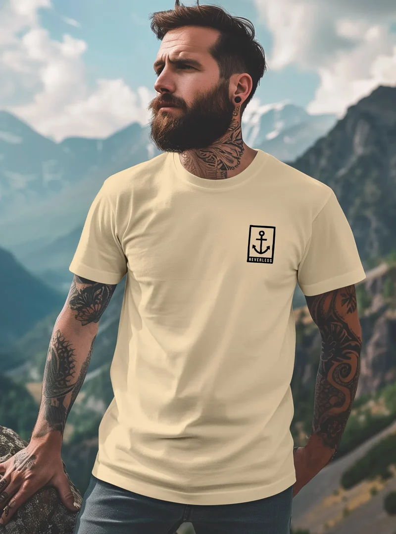 Herren T-Shirt Anker Motiv Brust Batch Logo Fashion Streetstyle