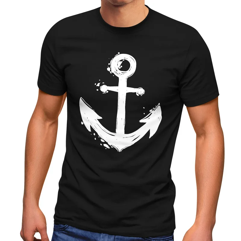 Herren T-Shirt mit Anker Motiv maritime Fashion Streetstyle