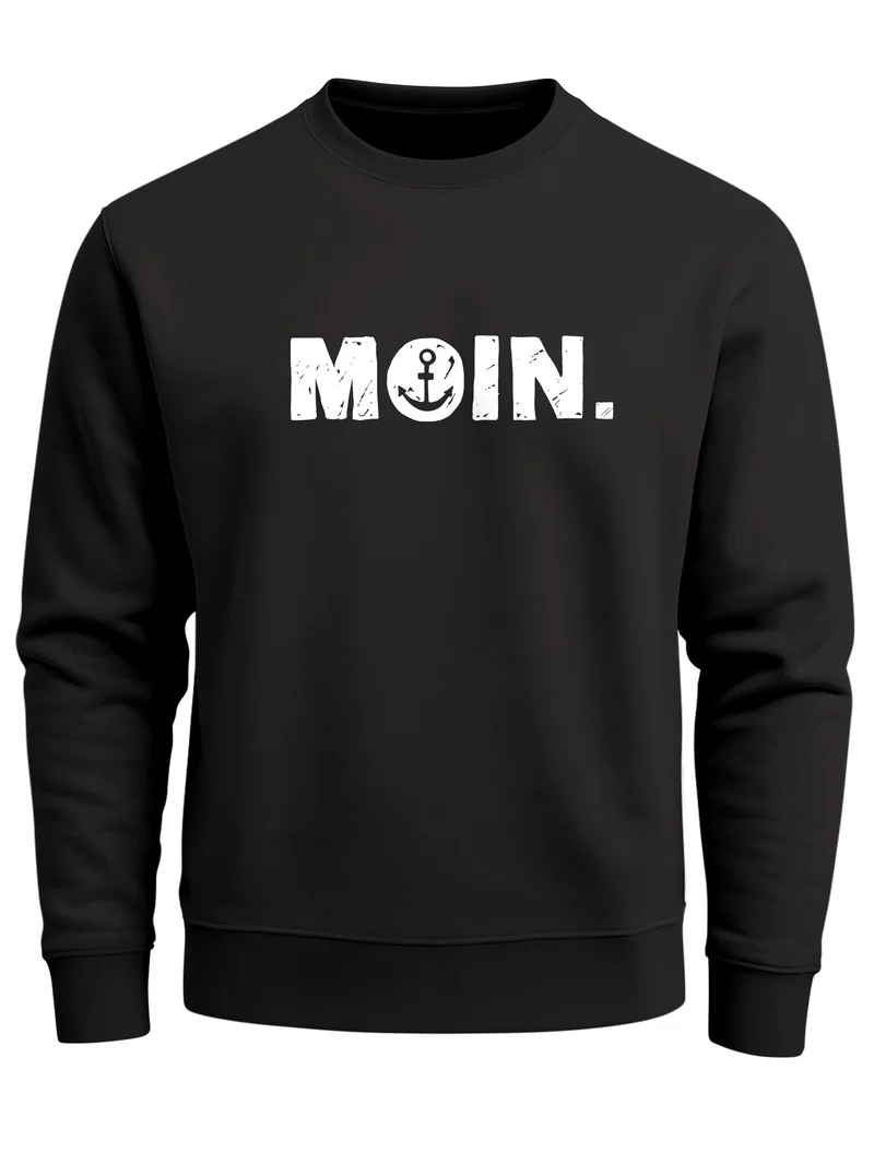 Sweatshirt Herren Moin Dialekt Norden Hamburg Anker Print Rundhals-Pullover Fashion Streetwear