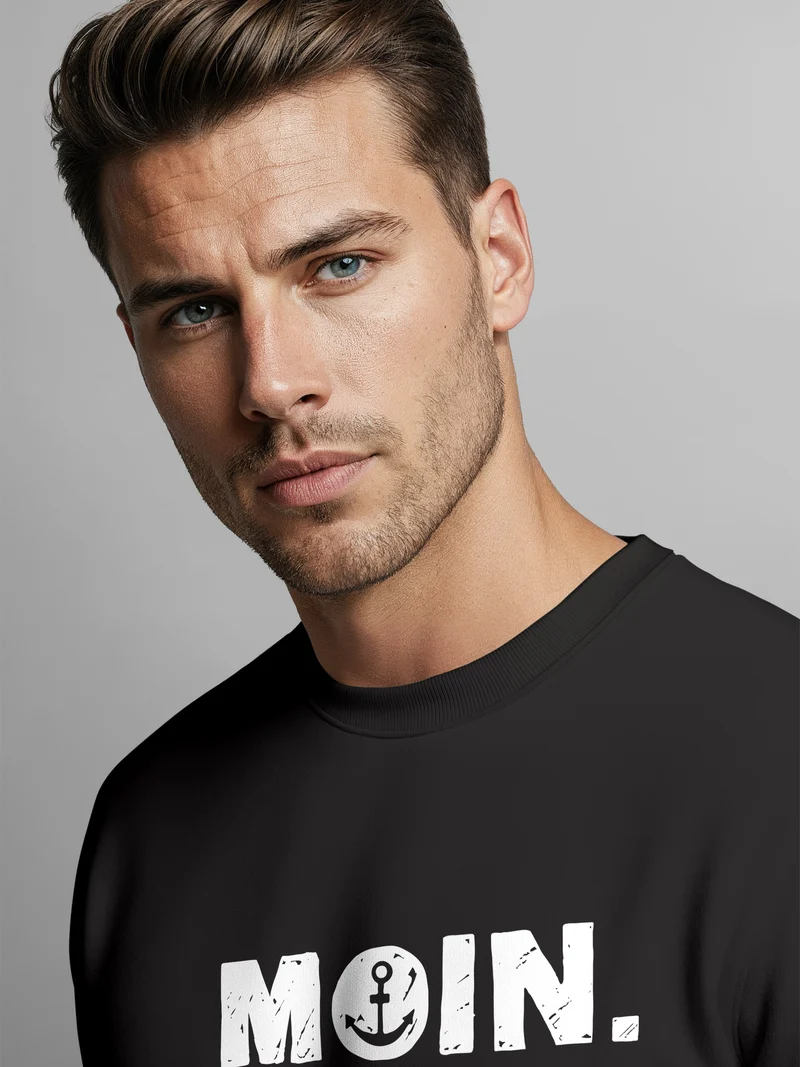 Sweatshirt Herren Moin Dialekt Norden Hamburg Anker Print Rundhals-Pullover Fashion Streetwear