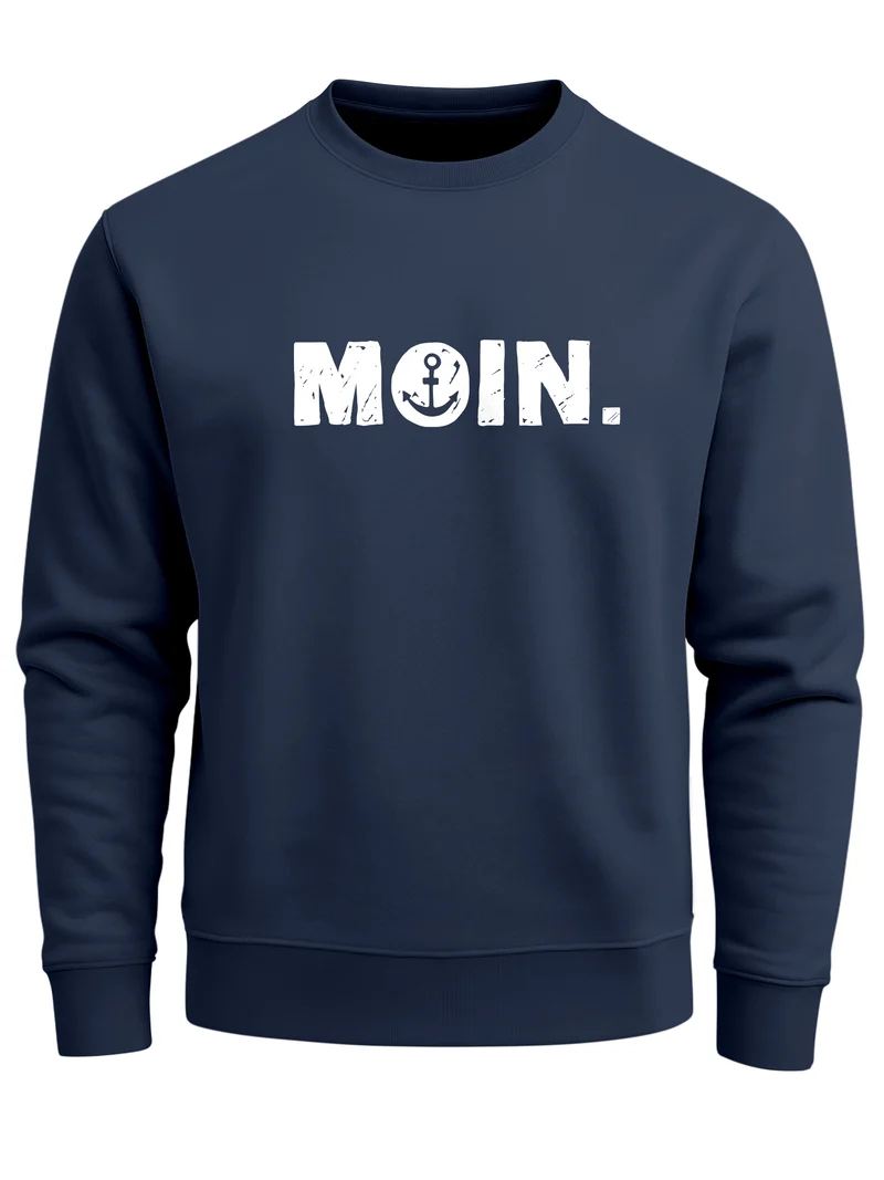 Sweatshirt Herren Moin Dialekt Norden Hamburg Anker Print Rundhals-Pullover Fashion Streetwear