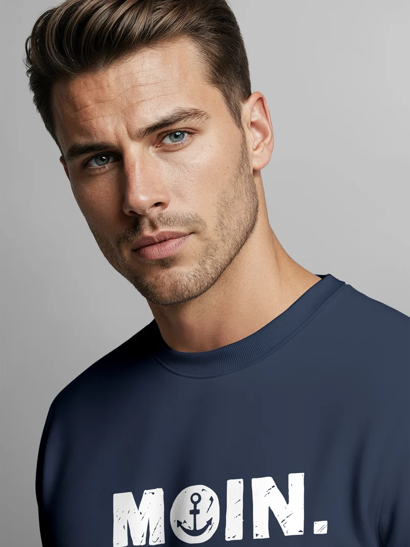 Sweatshirt Herren Moin Dialekt Norden Hamburg Anker Print Rundhals-Pullover Fashion Streetwear
