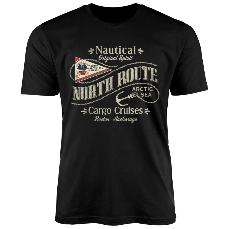 Herren T-Shirt North Route Nautik Anker Adventure Printshirt Fashion Streetstyle
