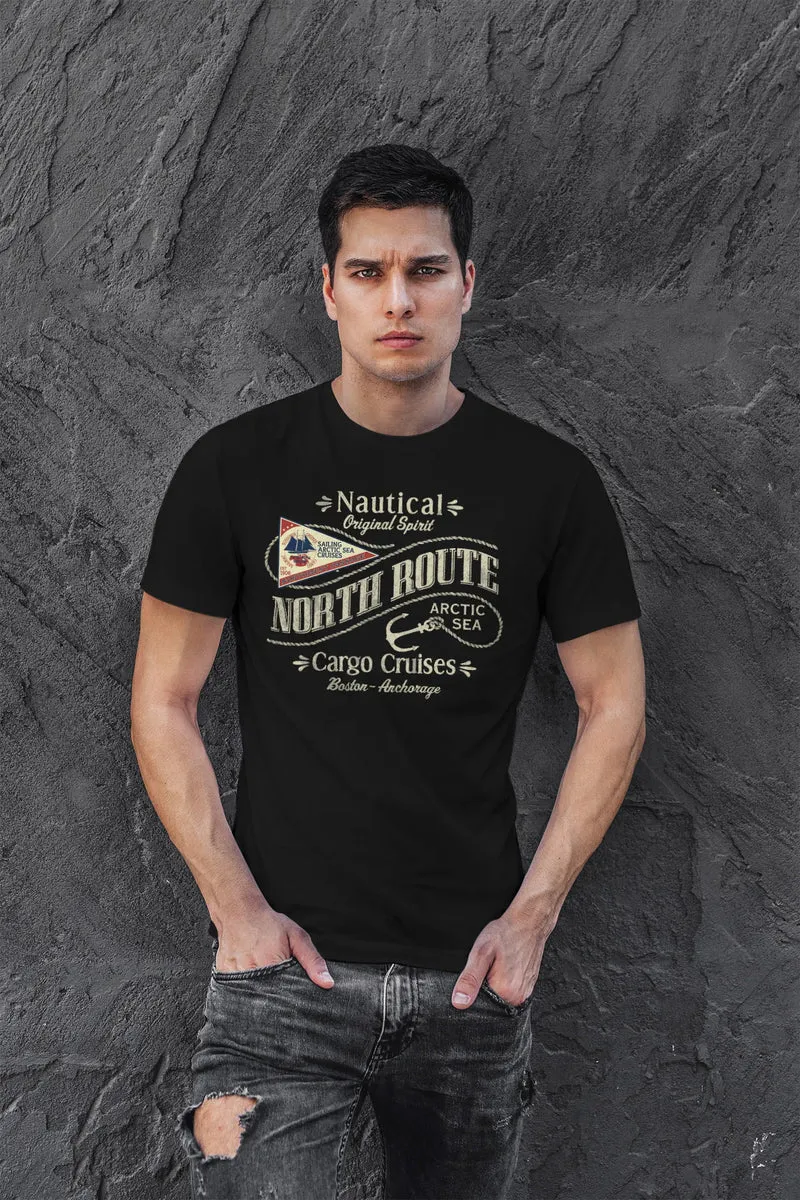 Herren T-Shirt North Route Nautik Anker Adventure Printshirt Fashion Streetstyle