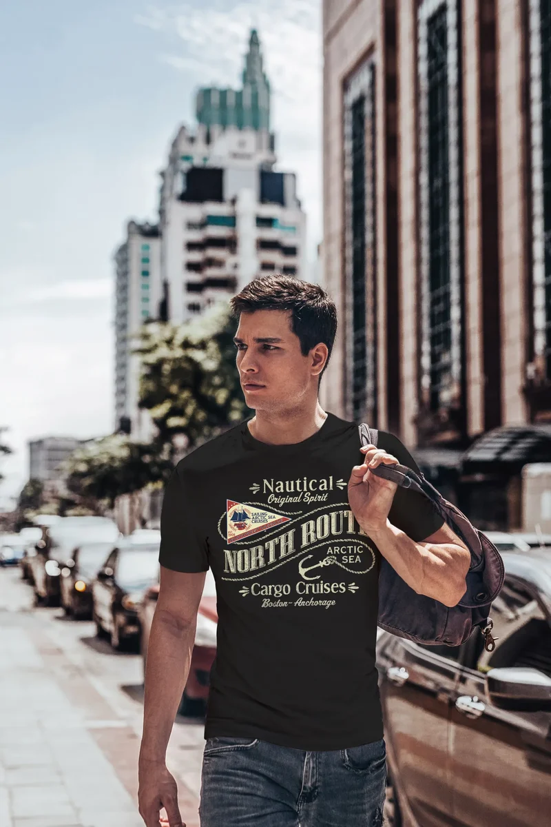 Herren T-Shirt North Route Nautik Anker Adventure Printshirt Fashion Streetstyle