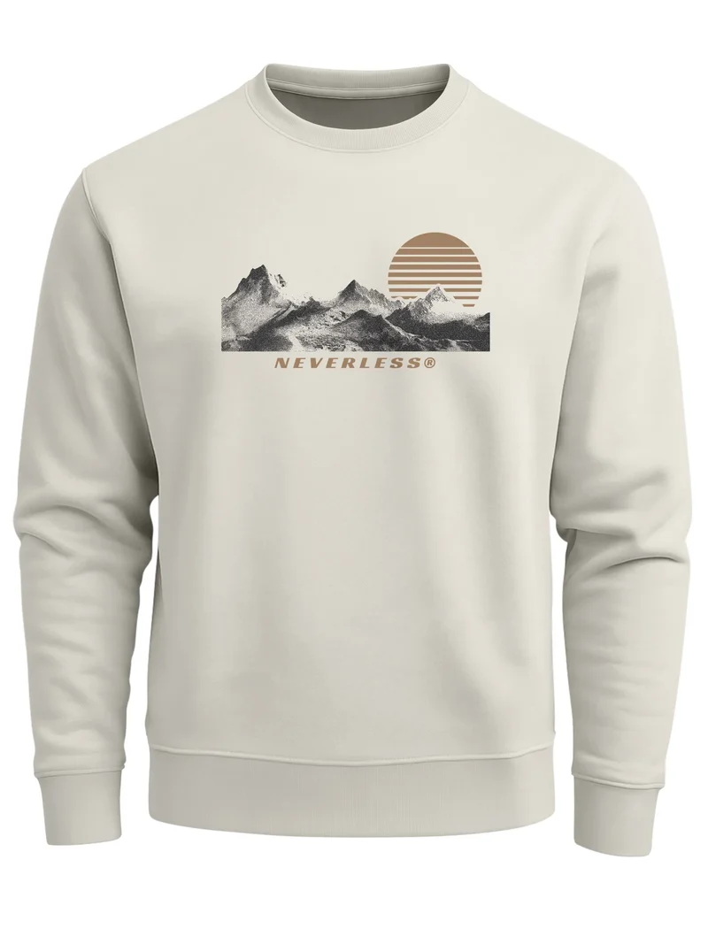Sweatshirt Herren Frontprint Bergmotiv Pullover mit Print Outdoor Adventure Fashion Streetwear