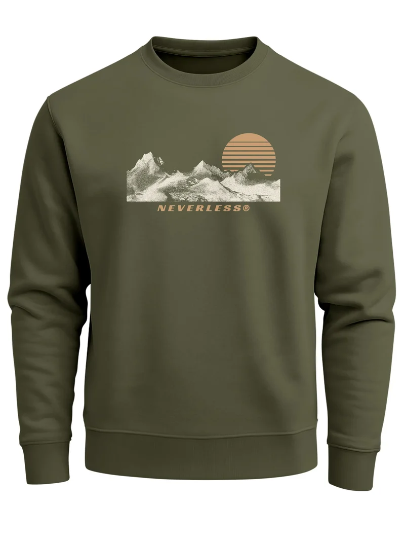 Sweatshirt Herren Frontprint Bergmotiv Pullover mit Print Outdoor Adventure Fashion Streetwear