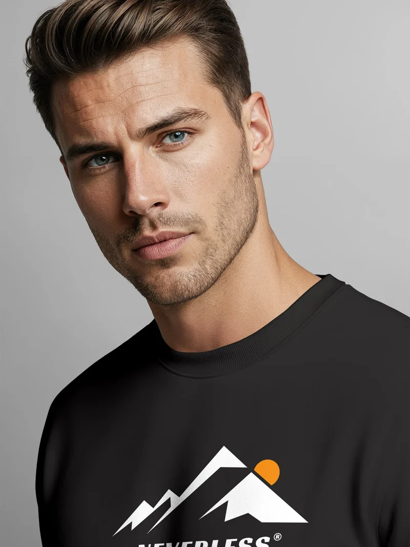 Sweatshirt Herren Grafik Print Berge Frontprint Pullover mit minimalistischem Natur-Aufdruck Fashion Streetwear