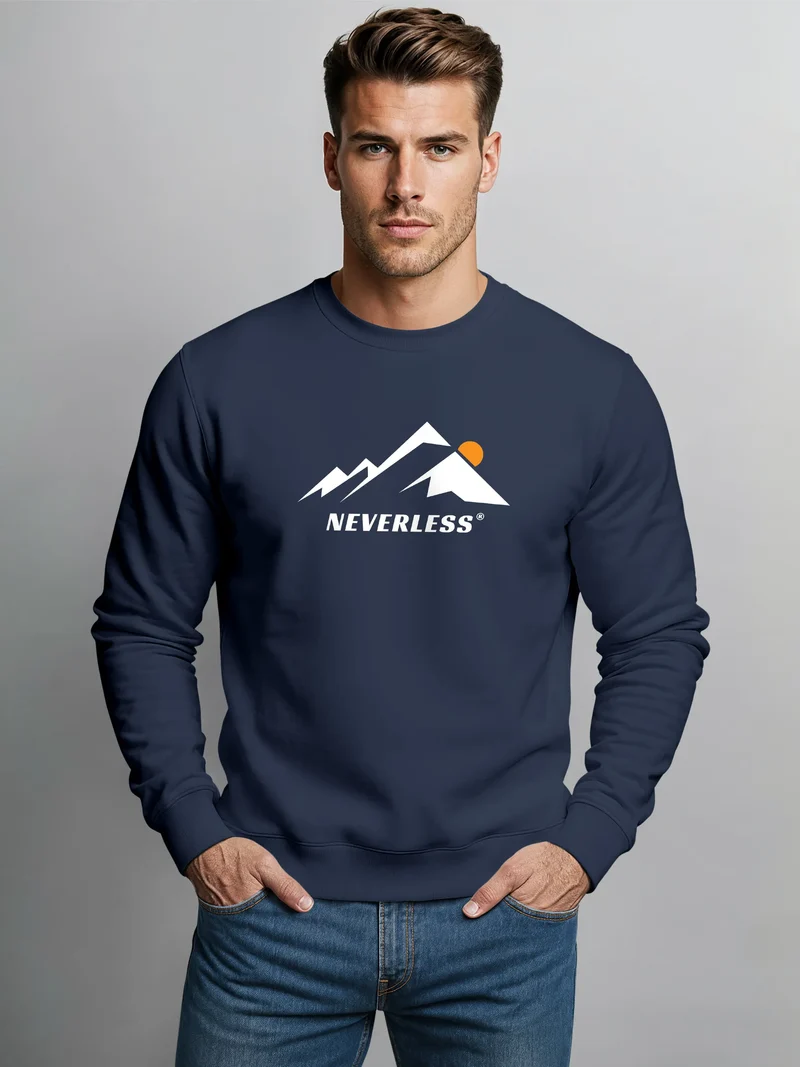 Sweatshirt Herren Grafik Print Berge Frontprint Pullover mit minimalistischem Natur-Aufdruck Fashion Streetwear