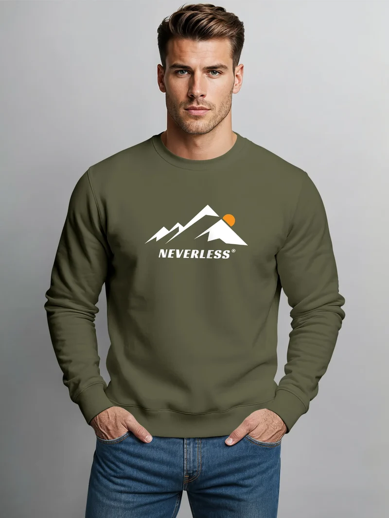 Sweatshirt Herren Grafik Print Berge Frontprint Pullover mit minimalistischem Natur-Aufdruck Fashion Streetwear