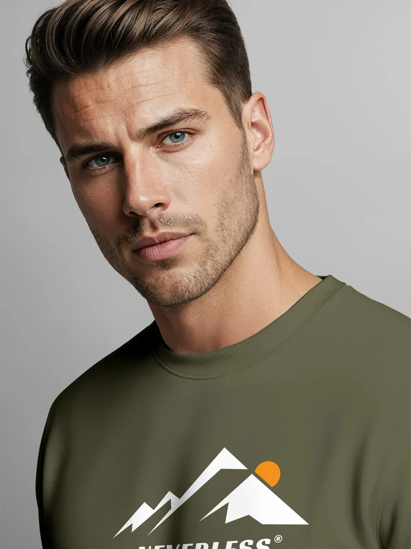 Sweatshirt Herren Grafik Print Berge Frontprint Pullover mit minimalistischem Natur-Aufdruck Fashion Streetwear