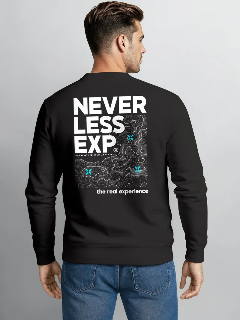 Sweatshirt Herren Pullover mit Backprint Typographie Outdoor Topografie Grafik Fashion Streetwear